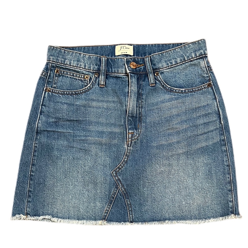 J.CREW Denim Raw Hem Mini Jean Skirt, Size 27P